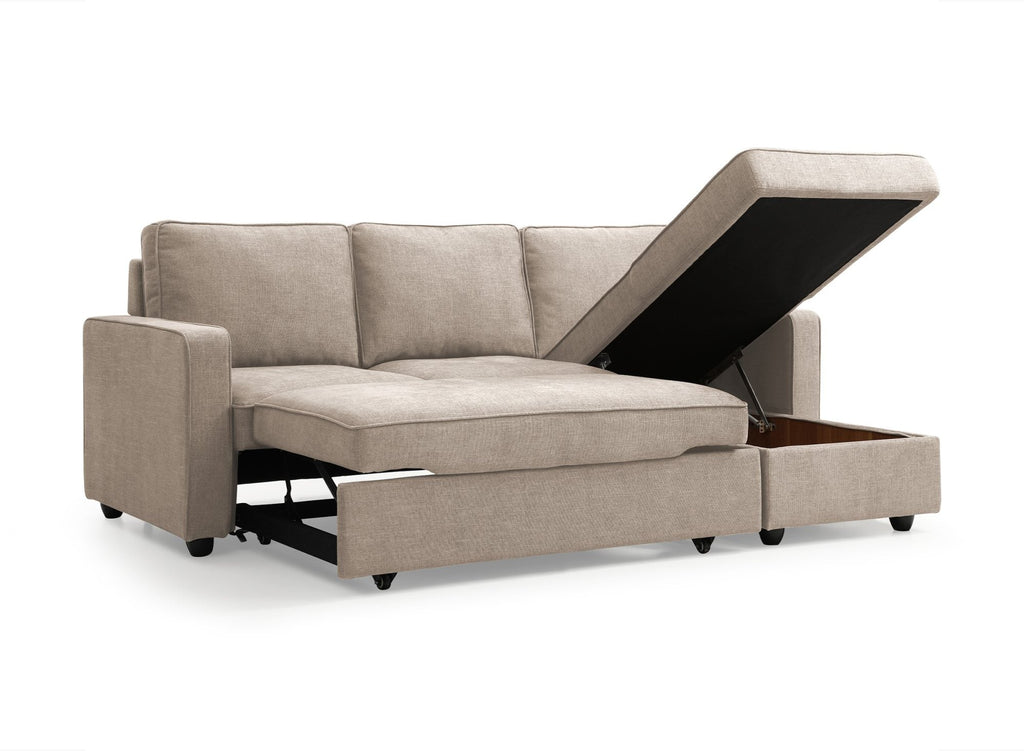 Grey Corner Sofa Bed with Storage - 3-4 Seater