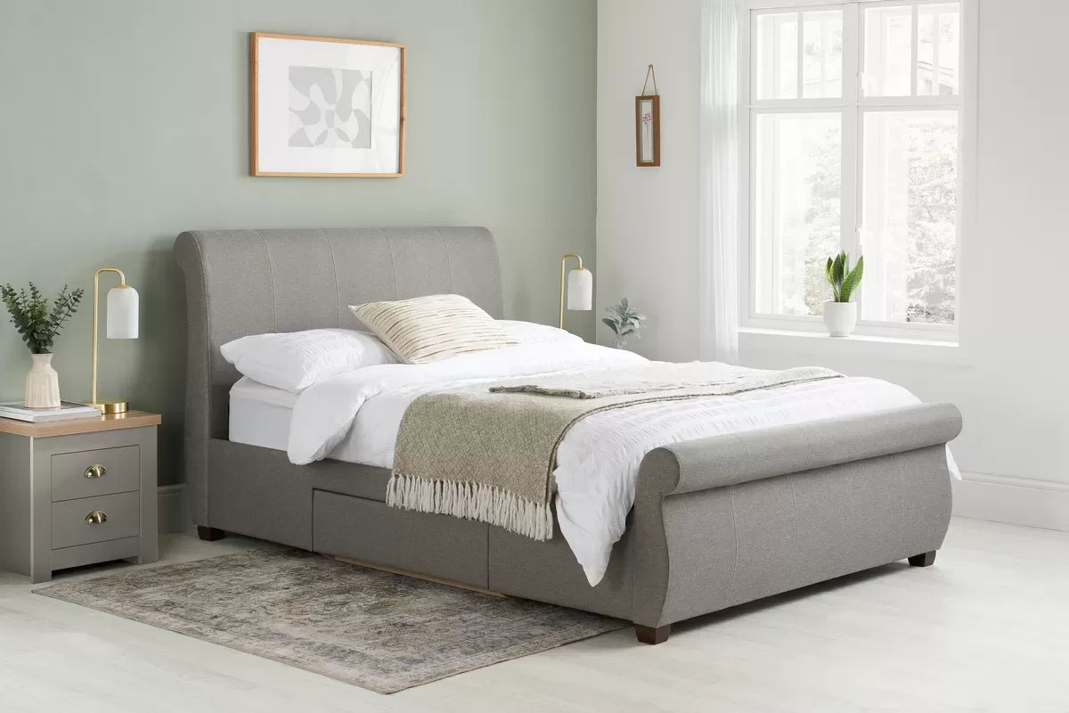 Fabric Sleigh Bed Frame - Double/King