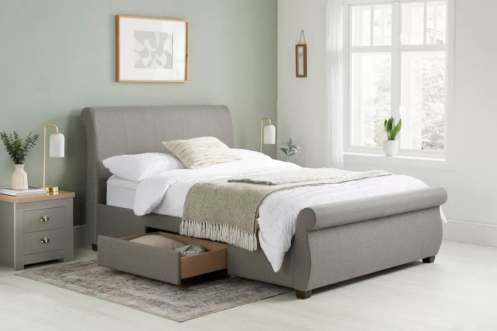 Fabric Sleigh Bed Frame - Double/King