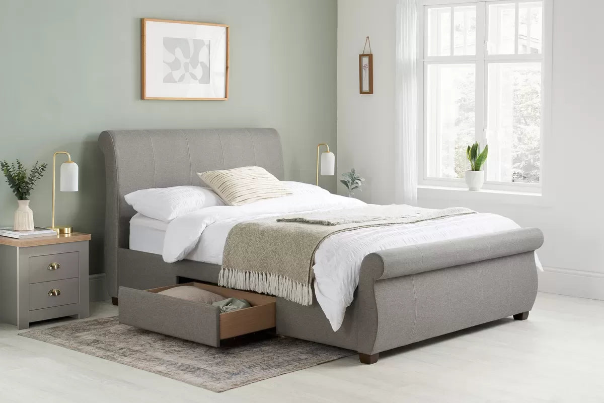 Fabric Sleigh Bed Frame - Double/King