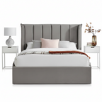 Silver Velvet Ottoman Storage Bed - Double