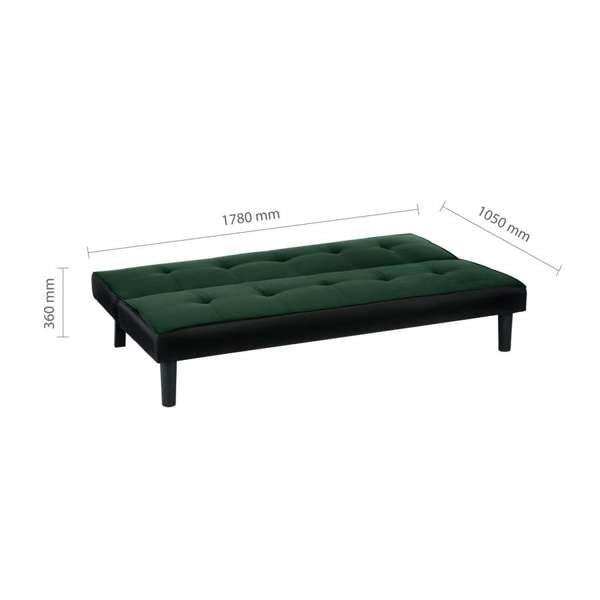 Green Fabric Sofa Bed - 2 Seater