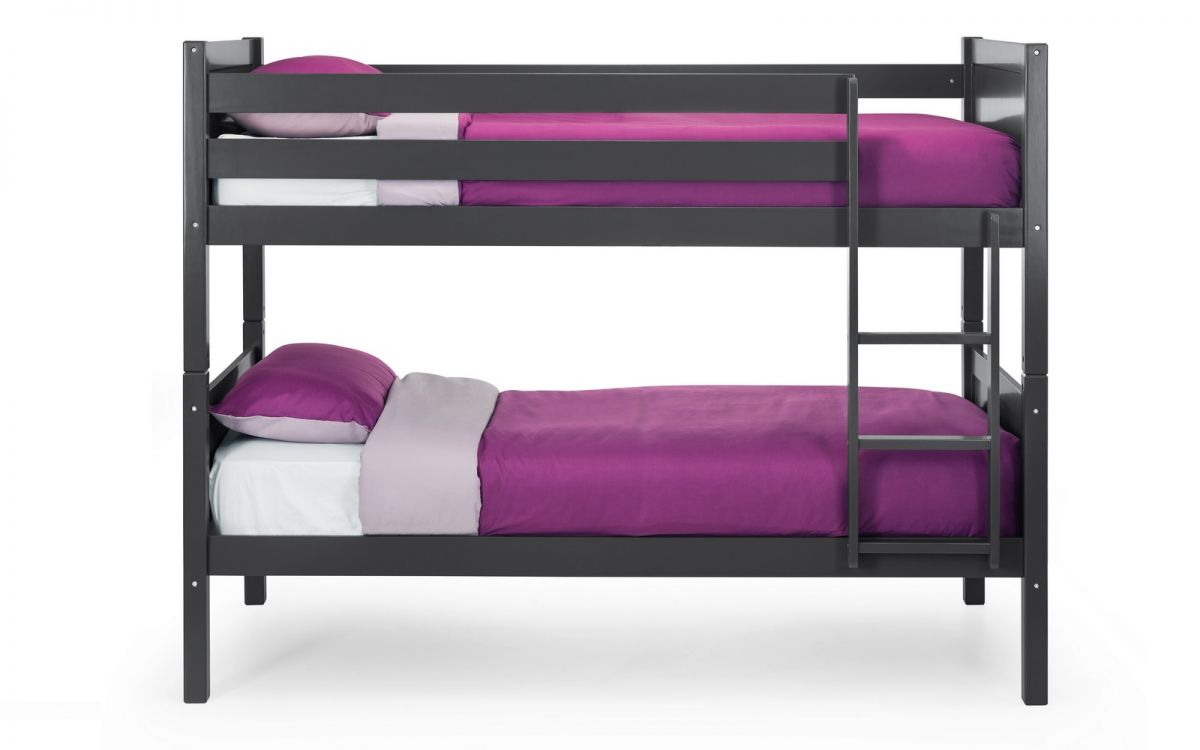 Anthracite Pine Bunk Bed with Panelled Design for 2