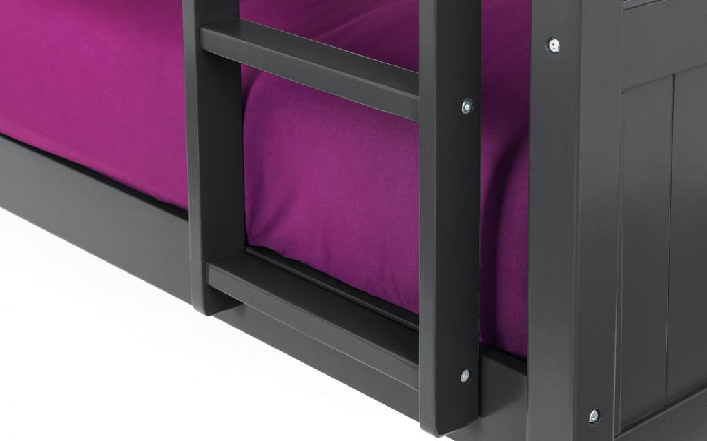 Anthracite Pine Bunk Bed with Panelled Design for 2