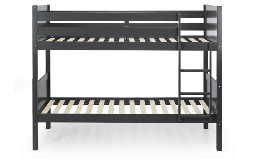 Anthracite Pine Bunk Bed with Panelled Design for 2