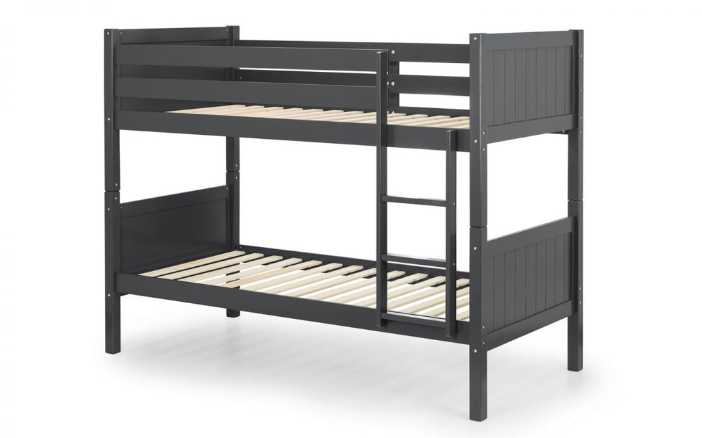 Anthracite Pine Bunk Bed with Panelled Design for 2