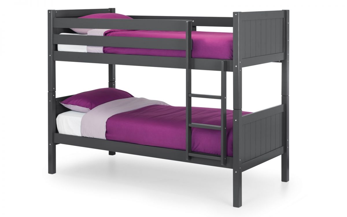 Anthracite Pine Bunk Bed with Panelled Design for 2