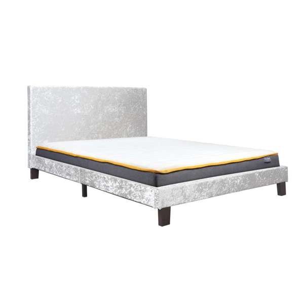 Berlin Low Bed Frame - Steel Crushed Velvet