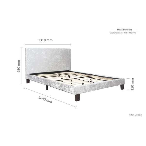 Berlin Low Bed Frame - Steel Crushed Velvet