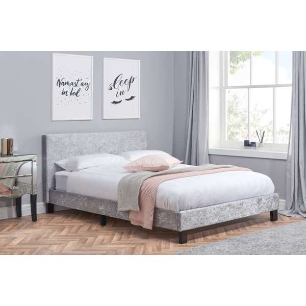 Berlin Low Bed Frame - Steel Crushed Velvet