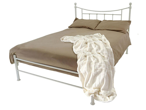 Black/Ivory Metal Bed Frame with Finial Detail - Double