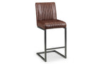 Brown Faux Leather Industrial Bar Stool with Gunmetal Frame