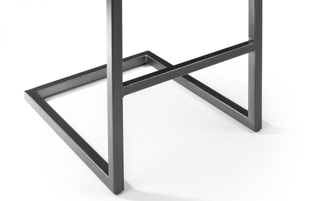 Brown Faux Leather Industrial Bar Stool with Gunmetal Frame