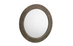 Pewter Round Wall Mirror with Intricate Design - 80cm