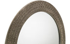 Pewter Round Wall Mirror with Intricate Design - 80cm