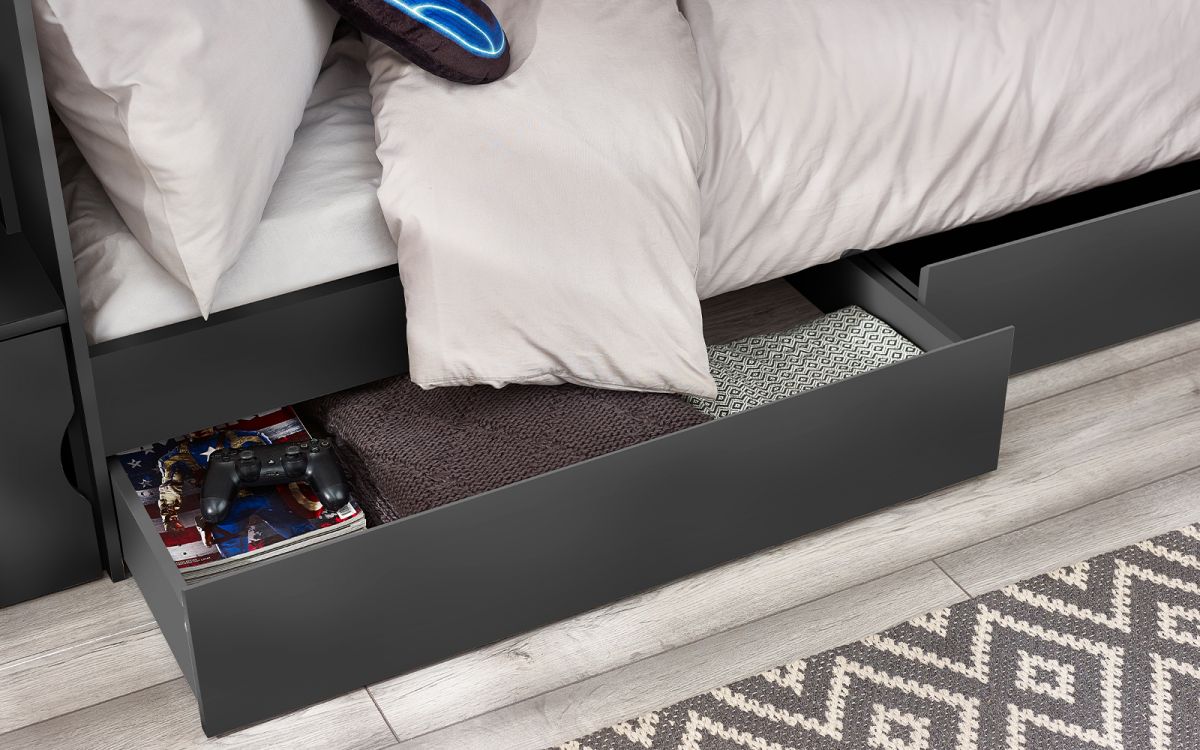 Anthracite Staircase Bunk Bed with Storage for 2