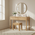 Natural Oak Dressing Table with Stool - 2 Drawers