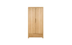Natural Oak 2-Door Wardrobe with Drawer and Curved Edging