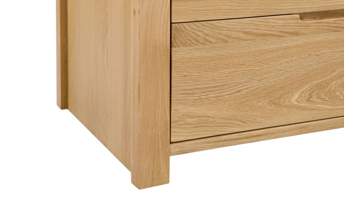 Natural Oak 2-Door Wardrobe with Drawer and Curved Edging