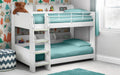 White Bunk Bed with Back Shelving for 2