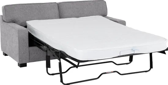 Grey Fabric Sofa Bed with Wooden Legs - 2-3 Seater