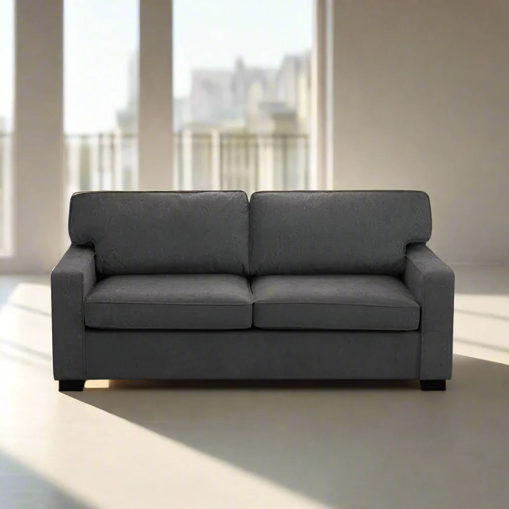Grey Fabric Sofa Bed with Wooden Legs - 2-3 Seater