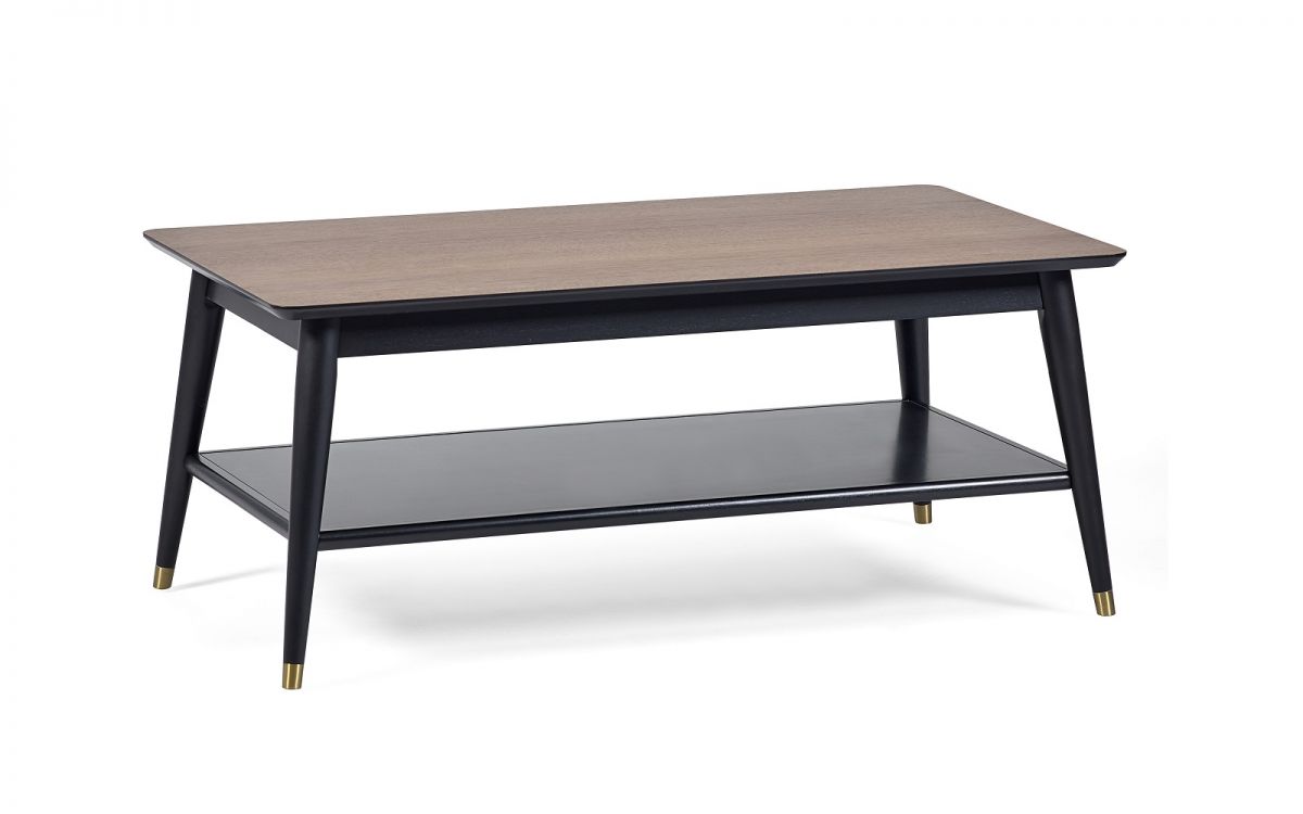 Findlay Coffee Table with Shelf - Walnut & Black