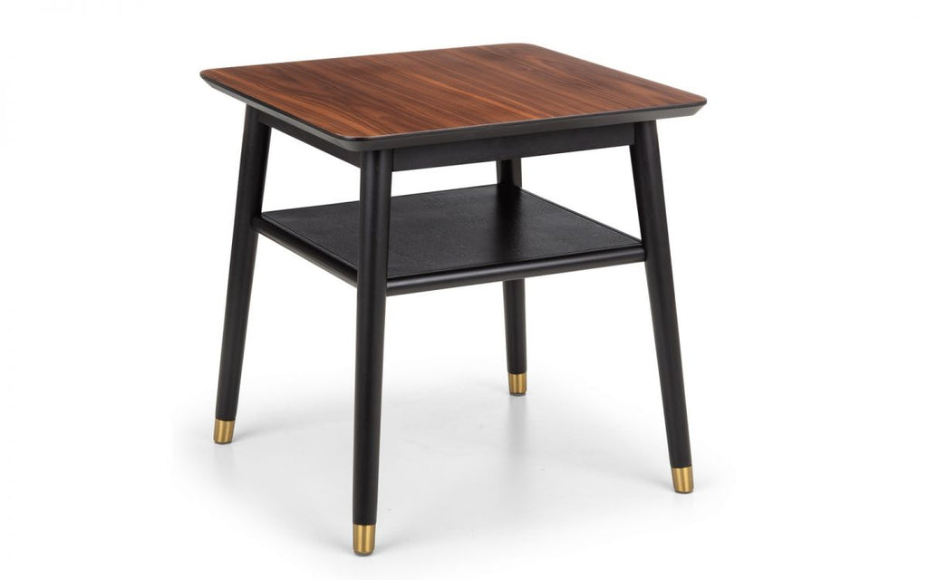 Findlay Lamp Table with Shelf - Walnut & Black