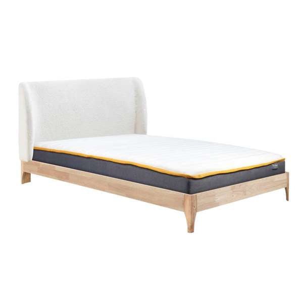 Boucle Upholstered Winged Bed Frame - Double/King