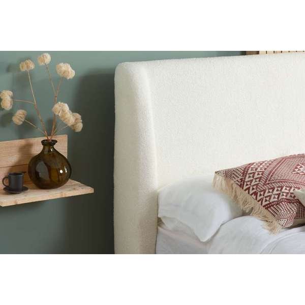 Boucle Upholstered Winged Bed Frame - Double/King