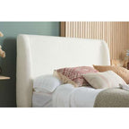 Boucle Upholstered Winged Bed Frame - Double/King