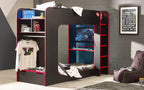 Black/Red Gaming Loft Bed with Desk for 1