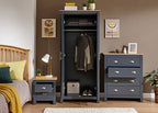 3 Piece Bedroom Set - Navy with Oak Top