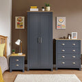 3 Piece Bedroom Set - Navy with Oak Top