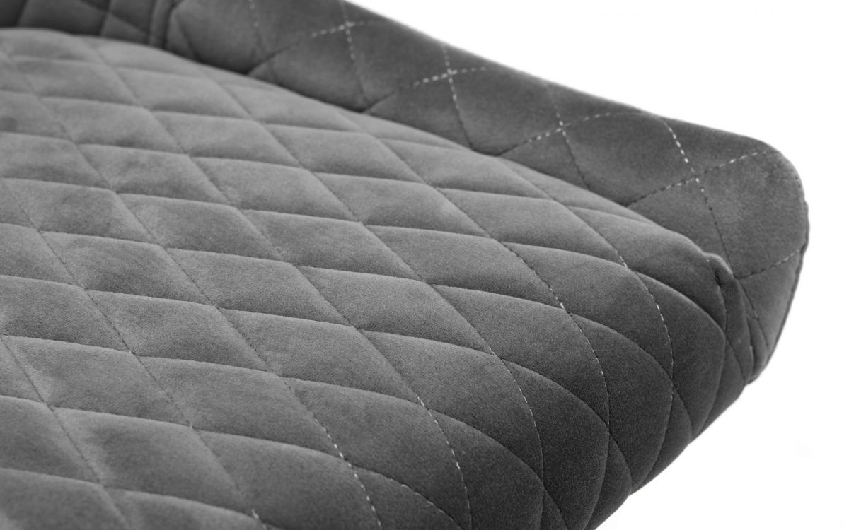 Grey Velvet Bar Stool with Quilted Stitching