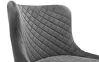 Grey Velvet Bar Stool with Quilted Stitching