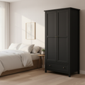 Anthracite 2-Door Wardrobe with Drawer and Pewter Handles