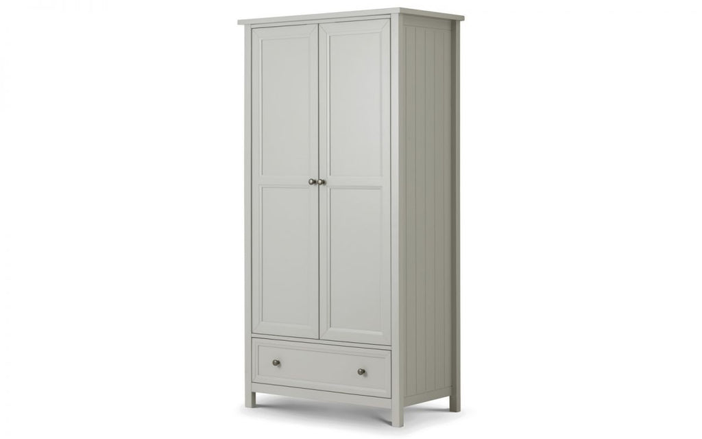 Dove Grey 2-Door Wardrobe with Drawer and Pewter Handles