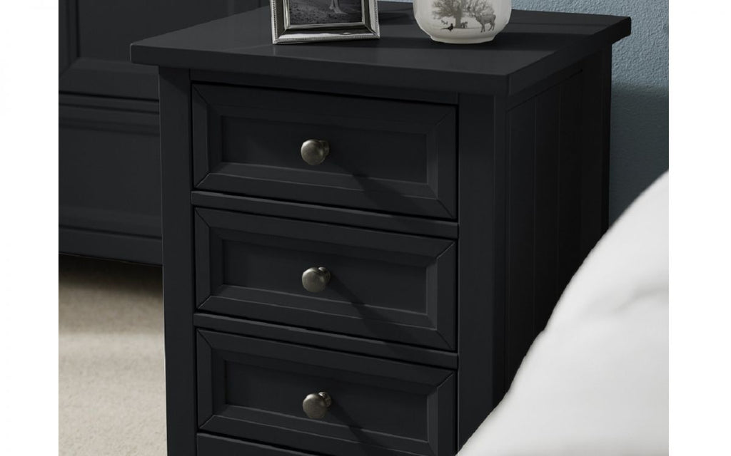 Anthracite 3-Drawer Bedside with Pewter Handles