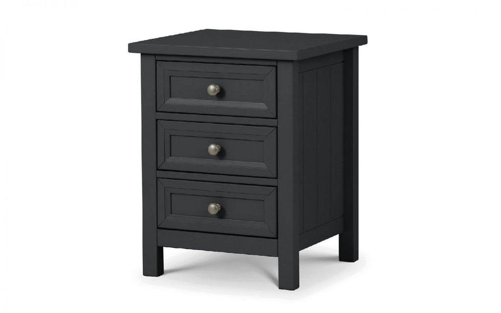 Anthracite 3-Drawer Bedside with Pewter Handles
