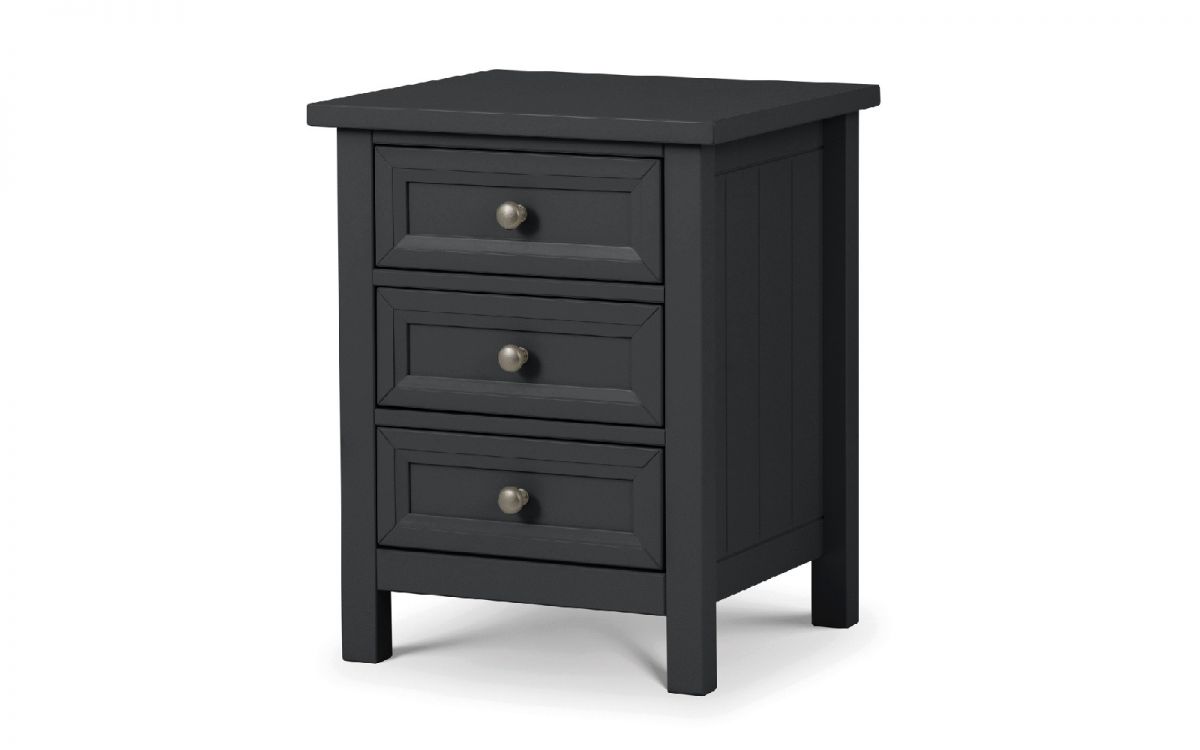 Anthracite 3-Drawer Bedside with Pewter Handles