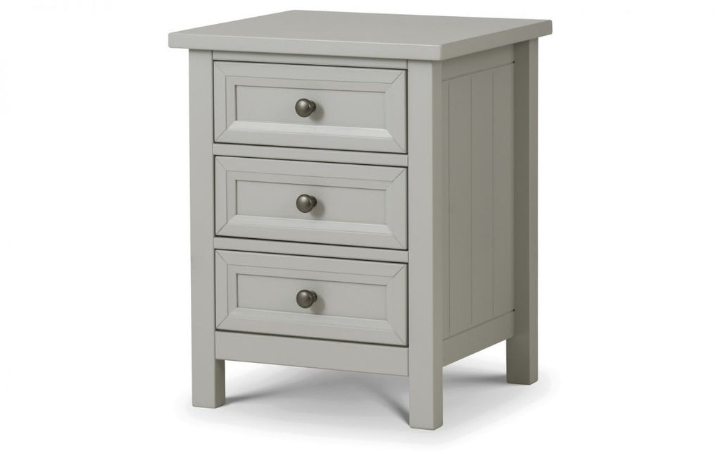 Dove Grey 3-Drawer Bedside with Pewter Handles