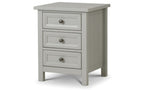 Dove Grey 3-Drawer Bedside with Pewter Handles