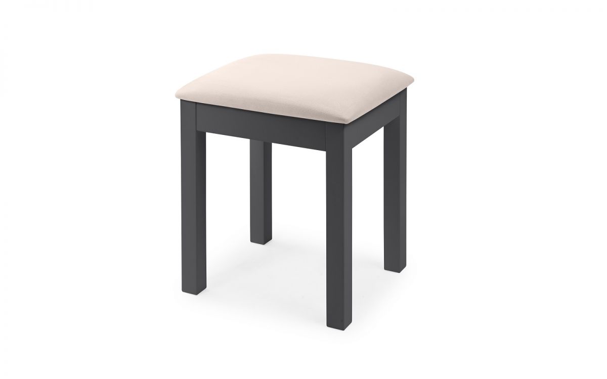 Anthracite Upholstered Dressing Stool with Pewter Handles