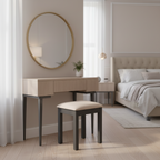 Anthracite Upholstered Dressing Stool with Pewter Handles