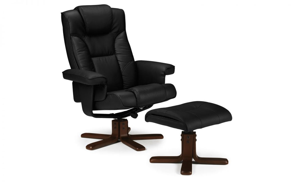 Malmo Recliner & Footstool - Black