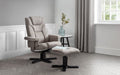 Grey Linen Reclining Swivel Chair with Footstool - 1 Seater