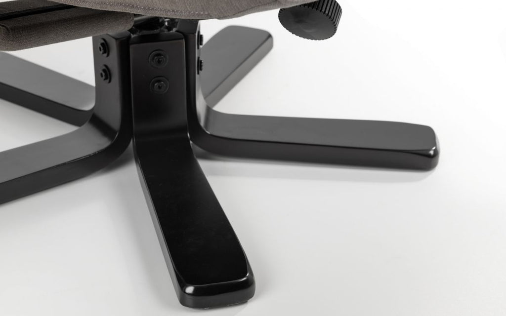 Grey Linen Reclining Swivel Chair with Footstool - 1 Seater