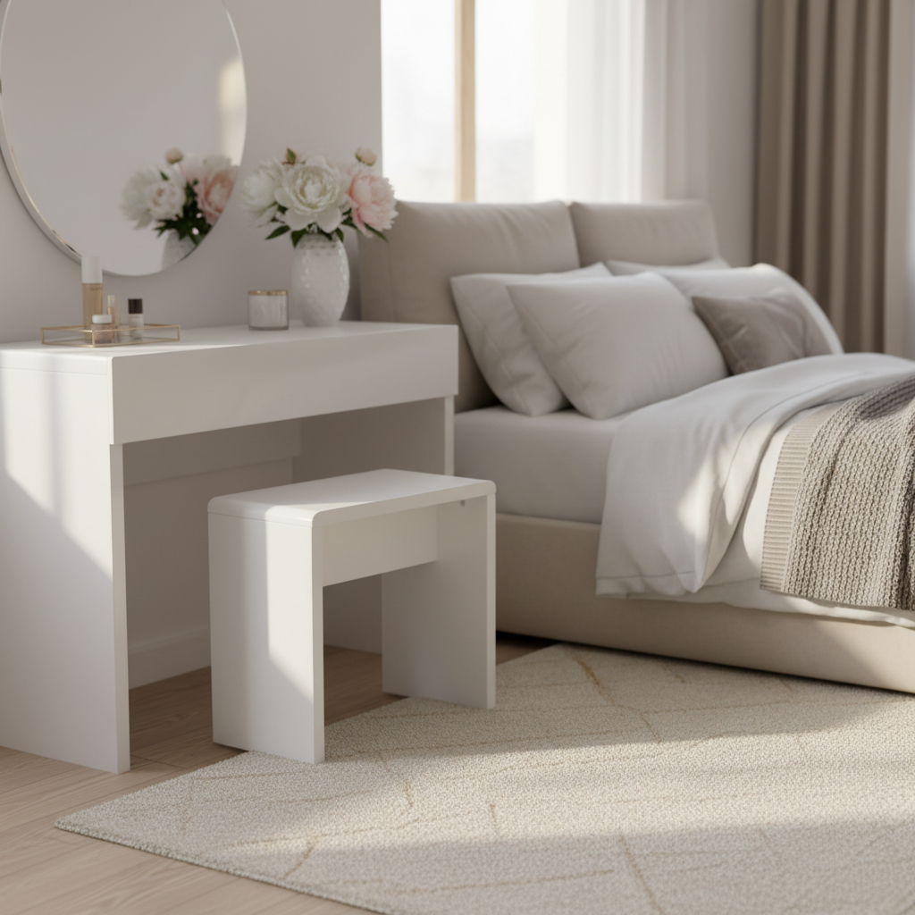 White High Gloss Dressing Stool