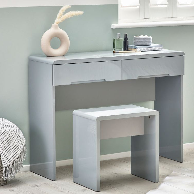 2 Drawer Dressing Table - Grey High Gloss